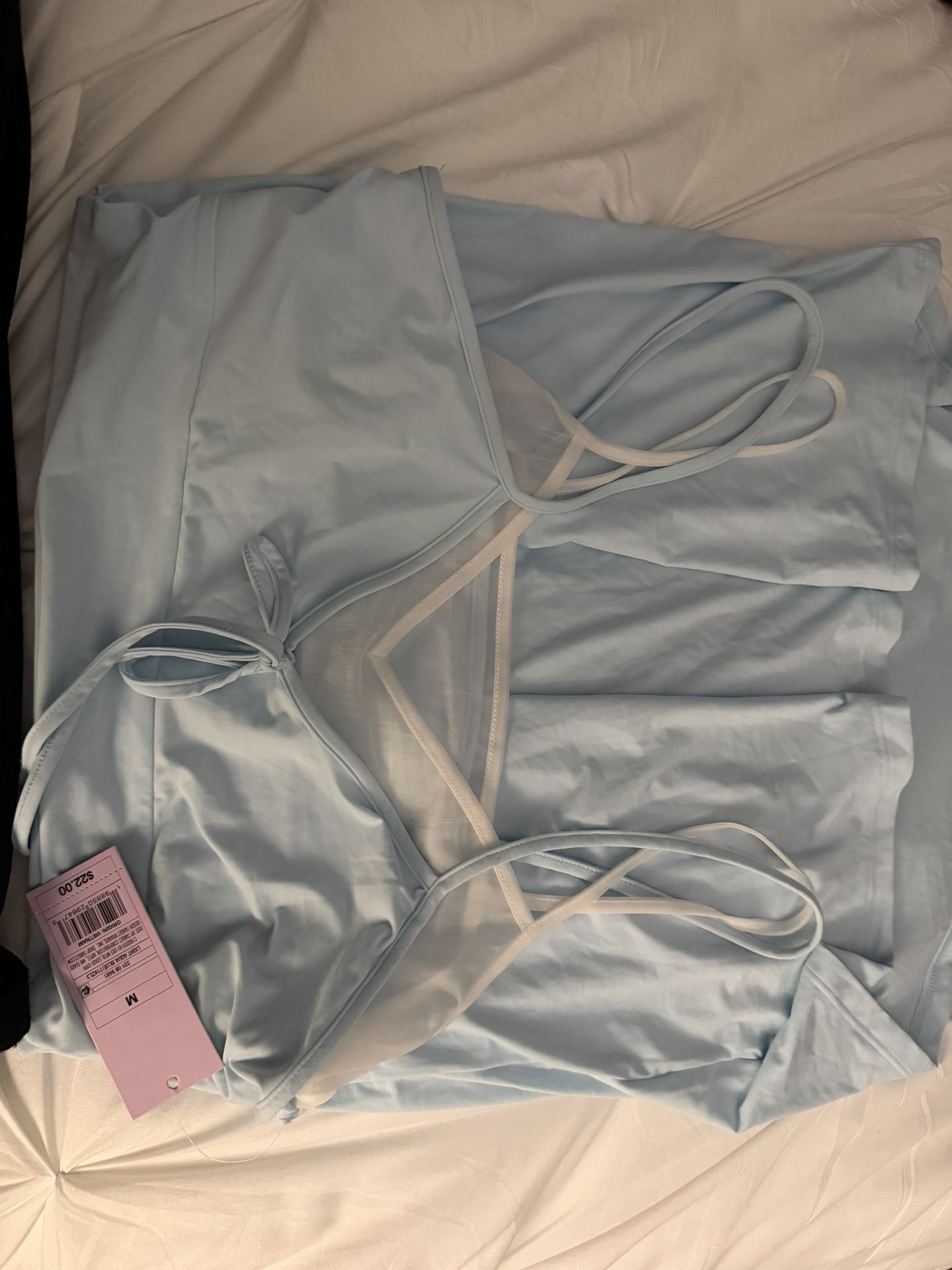 New Wild Fable Medium Light Blue And White Silky Dress