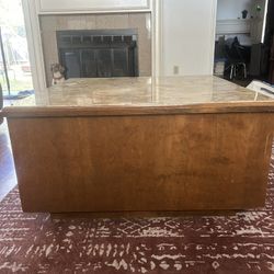 Marble Top Vintage Coffee Table Storage Cabinet