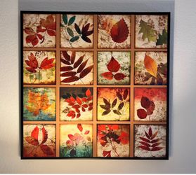 Framed Botanical Leaf Collage Wall Art