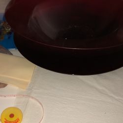Hand blown Large Red Bowl with the plate