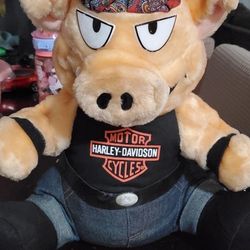 Vintage Harley Davidson Plush Pig 