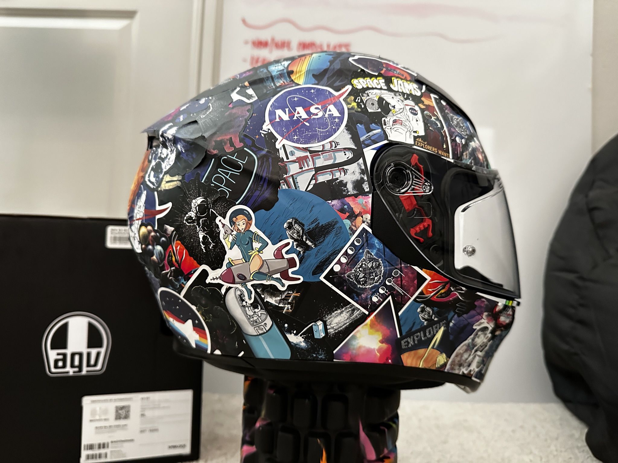 AGV K3 SV Motorcycle Helmet - Custom NASA Space Stickerbomb - Size ML