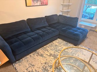 Navy Blue Velvet Sectional Sofa