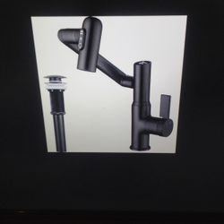 New Lefton Rotatable Faucet With Temperature Display & 3 Spray Modes With Pop-up Drain In Matte Black 