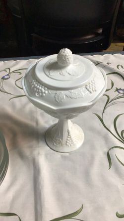 Vintage Pedestal Indiana Milk Glass Candy Dish