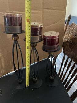 Candle Holders With Candles Set Of 3