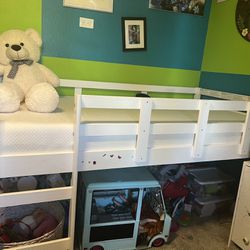 Loft bed With Pull Out Desk And Mattress 