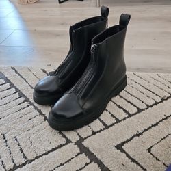 Zara Mens Leather Zip Up Boots