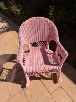 Pink Wicker Children's Rocking Chair