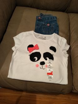 Panda shirt and blue jeans size 6x