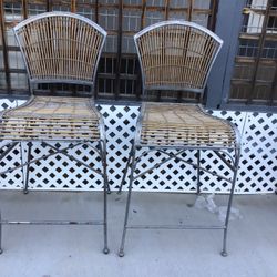 Hard Wicker/metal Bar Stools