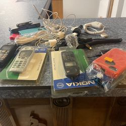 Mixture Of Chargers, Phones, Phone Cases