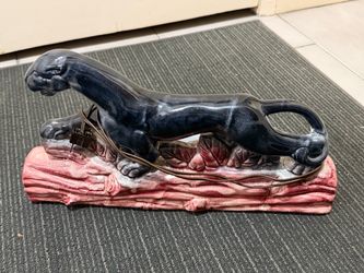 Vintage Ceramic Black Panther TV Lamp