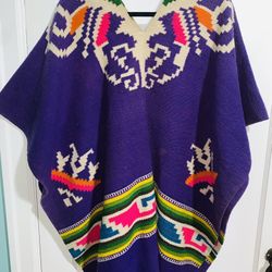 Vintage Mexican Poncho Wool