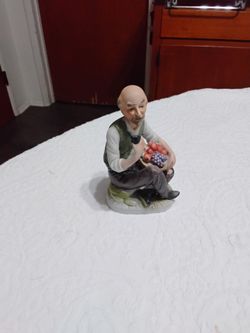 Porcelain Figurine Old Man with Fruit Basket