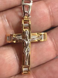 New 18k Gold TwoTone Italy Cross