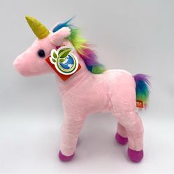 Wild Republic Pink Unicorn Rainbow Hearts Plush 