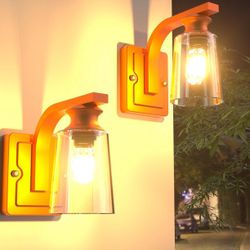 Lightdot 2Pack Outdoor Wall Light, Exterior Waterproof Wall Lantern Light Fixtures, Modern Porch Lights with Clear Glass Shade, 120V Front Door Mount 