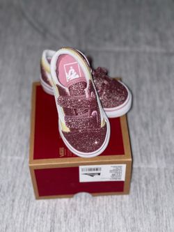 VANS SHOES PINK AND YELLOW GLITTER SIZE 6C