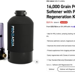 RV Water Softener System (Pro Aqua) w/ Pre-Filter Kit – Great Condition 