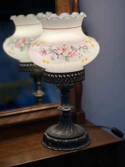 vintage floral hurricane lamp