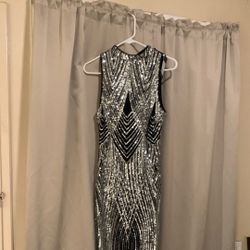 Sequin Party dress  black & silver