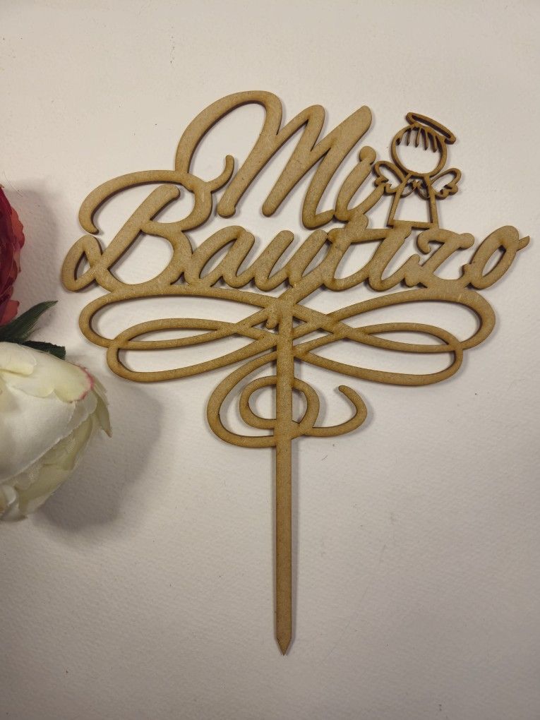 Mi bautizo Cake Topper. Wooden Baptism Cake Topper. Cake Toppers decoration.