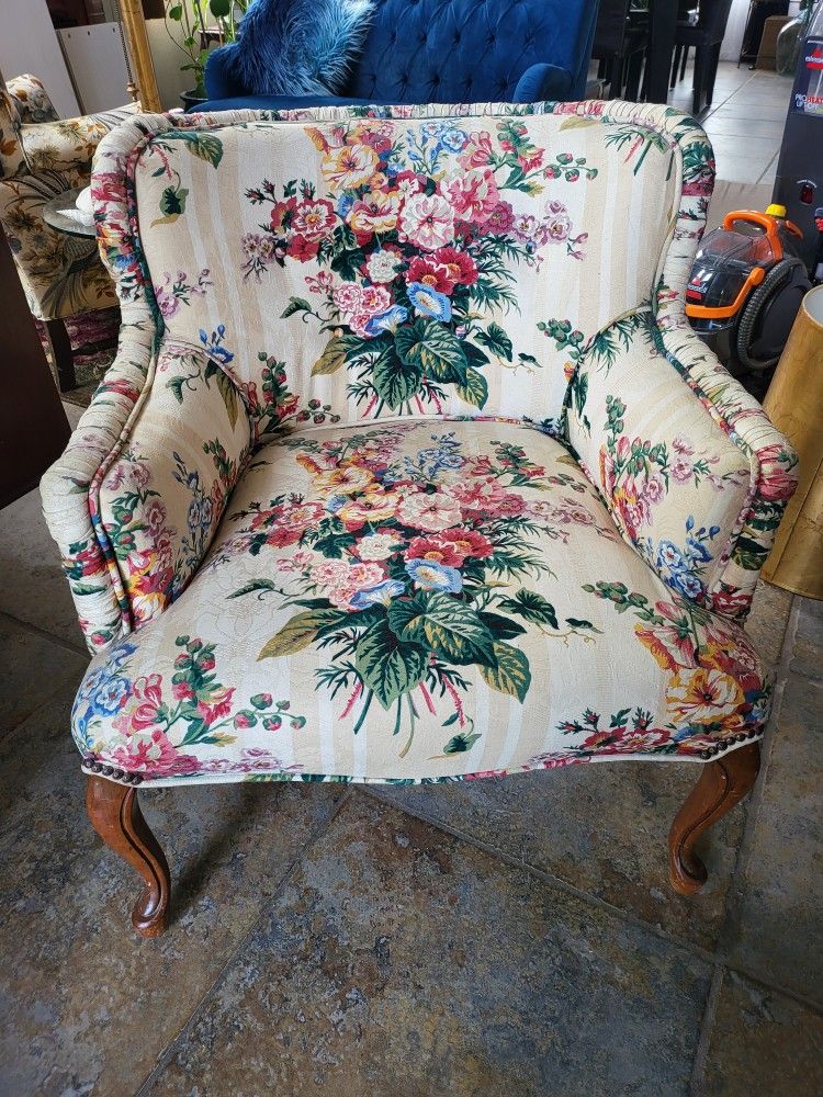 Vintage Floral Parlor Chair