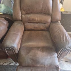 Brown Faux Leather Electric Recliner Chair