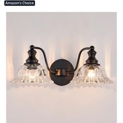 XIEDUN Farmhouse Bathroom Light Fixtures Black Vanity Lights for Bathroom 2 Light Vanity Light Fixture

