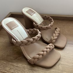 Dolce Vita Nude Braided Heel Sandals Block Heel Size 5