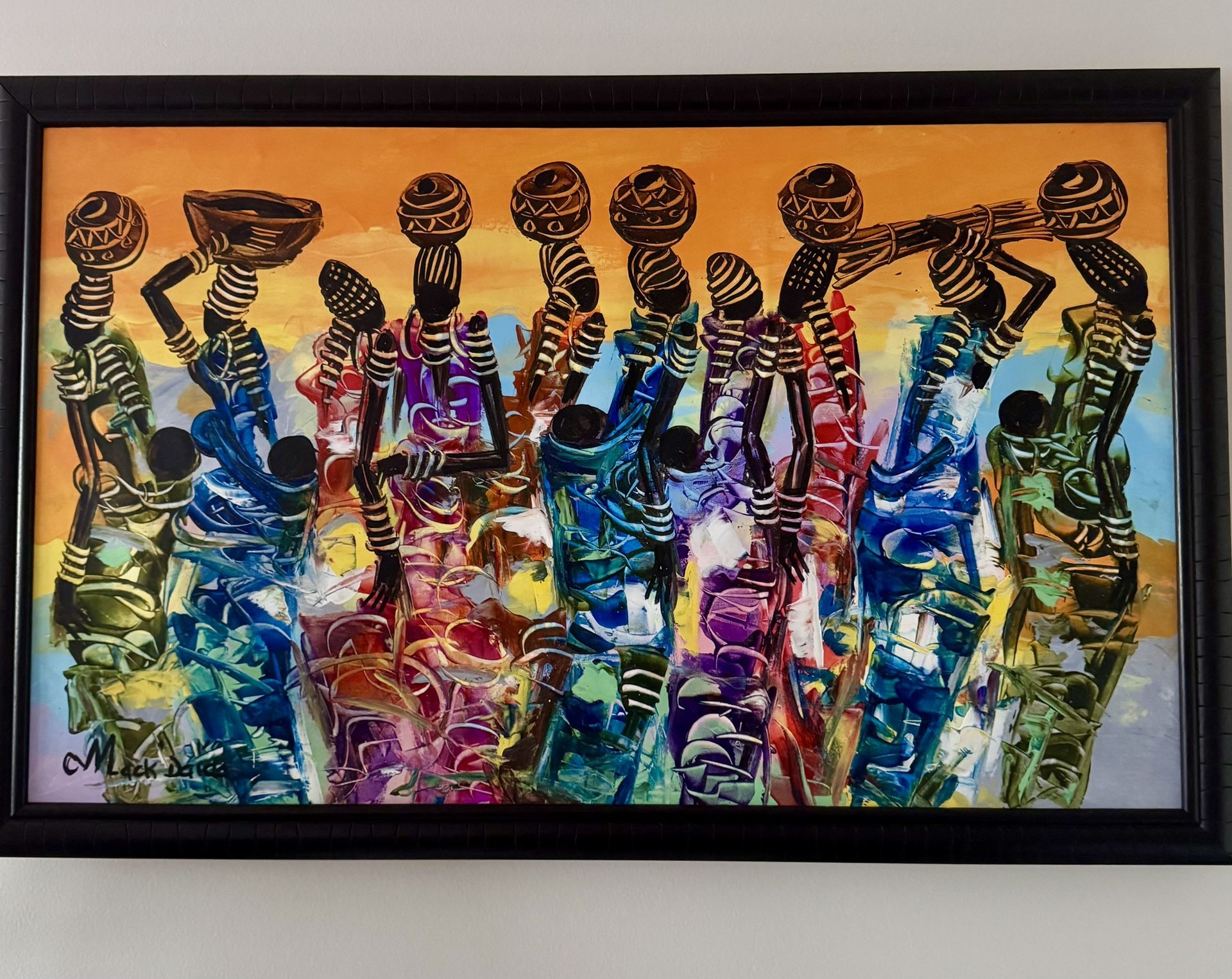 Original African (Zambian) Painting - Framed 30” x 19”