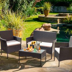 Wicker Patio Furniture Set brown 