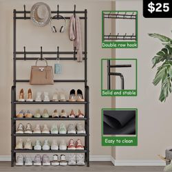 5-Tier Metal Entryway Organizer with 8 Hooks 