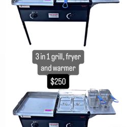 3 In 1 | Grill, Deep Fryer, And Food Warmer | New In Box | Includes Hose With Regulador