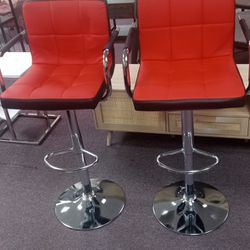 Red & Black Adjustable Barstools 