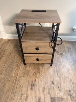 Grey and black night stand