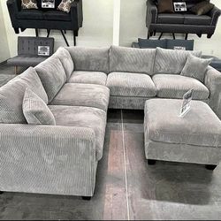 New Sectional Sofa Corduroy 99x99x34 With Ottoman βοΈYes It's Available βοΈ