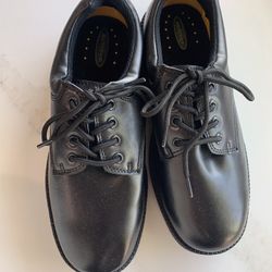 SAFETRAX Black Leather lace up Safety Shoes Oil & Slip Resistant Men's 8.5  NEW