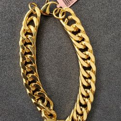 22k Gold Clad  Heavy Curb Link 8" Cuban Style 8" Bracelet 