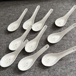 Chinese Japanese Soup Serving Melamine Spoons Set Of 10