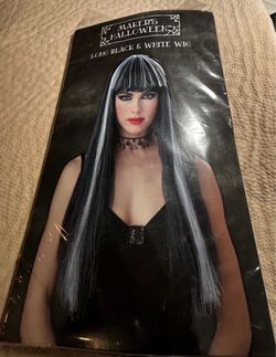 Halloween Long Black & White Wig
