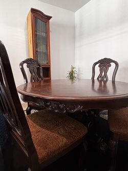 Dark Wood Dining Table with 4 Chairs