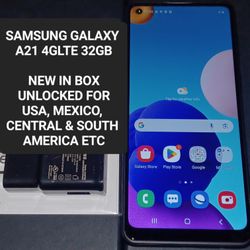 SAMSUNG GALAXY A21 4GLTE 32GB ANDROID NEW IN BOX UNLOCKED FOR T-MOBILE METRO LYCA MINT ULTRA MEXICO CENTRAL & SOUTH AMERICA ETC A20 A10e A11 A12 A03s 