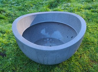 Thick Gray Scheurich Wave Globe Resin Planter 