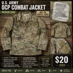 U.S. Army OCP Combat Jacket – Medium Long – $20 OBO