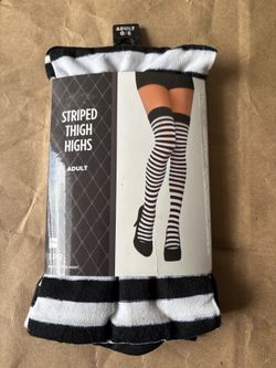 Black and White striped thigh highs
