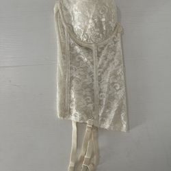 Vintage Carnival Womens 40C Lace Corset Bustier Ivory Bridal NWT
