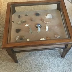 Antique display glass top cabinet