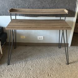 Rustic Industrial Computer Desk with Shelf